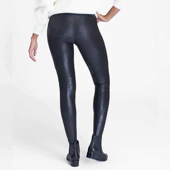 NWT Spanx Quilted Faux Leather Leggings in Very Black - Picture 2 of 10